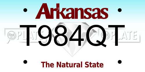 T984QT Arkansas License Plate