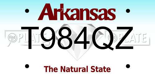 T984QZ Arkansas License Plate