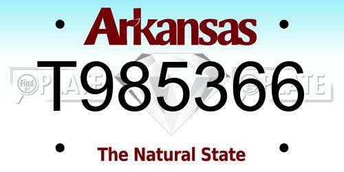 T985366 Arkansas License Plate
