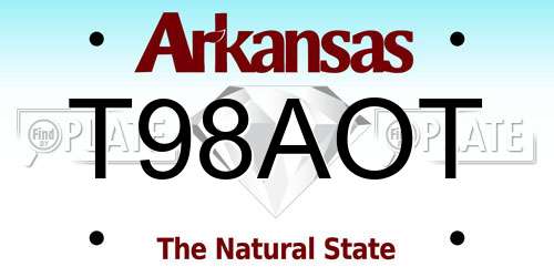 T98AOT Arkansas License Plate
