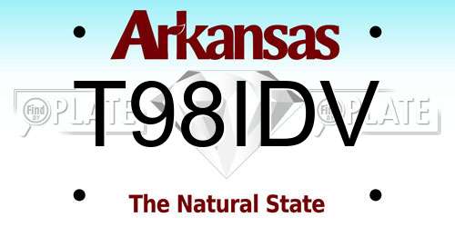 T98IDV Arkansas License Plate