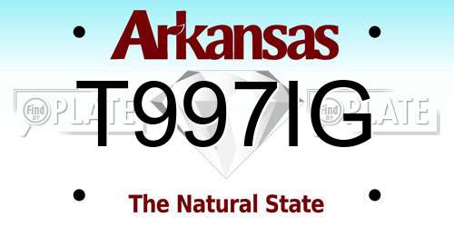 T997IG Arkansas License Plate