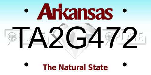 TA2G472 Arkansas License Plate