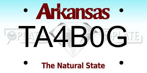 TA4B0G Arkansas License Plate