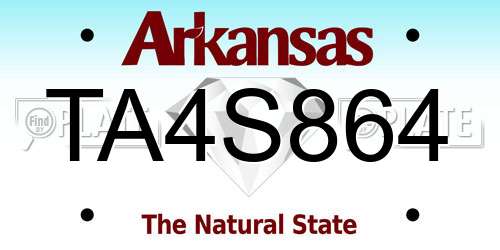 TA4S864 Arkansas License Plate