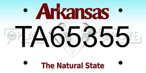 TA65355 Arkansas License Plate
