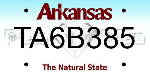 TA6B385 Arkansas License Plate