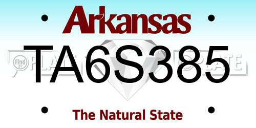 TA6S385 Arkansas License Plate