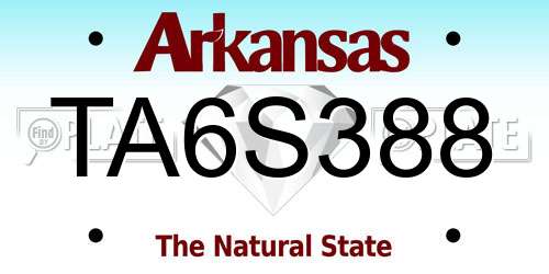 TA6S388 Arkansas License Plate