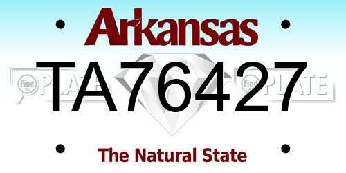 TA76427 Arkansas License Plate