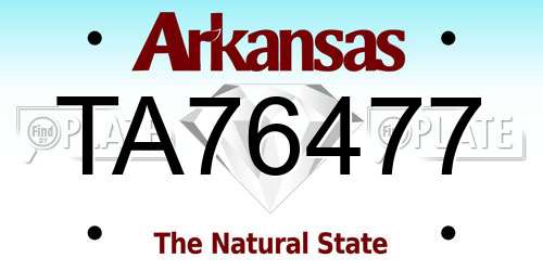 TA76477 Arkansas License Plate