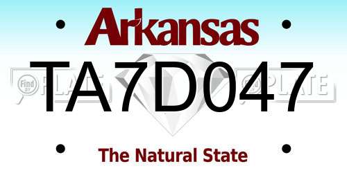 TA7D047 Arkansas License Plate