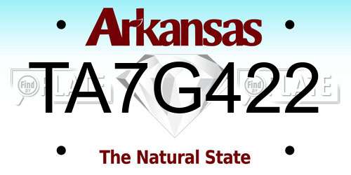 TA7G422 Arkansas License Plate