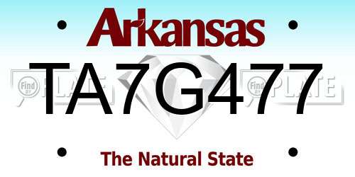 TA7G477 Arkansas License Plate