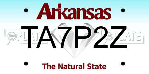 TA7P2Z Arkansas License Plate