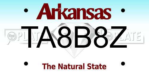TA8B8Z Arkansas License Plate