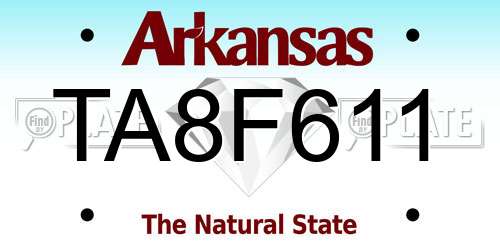 TA8F611 Arkansas License Plate