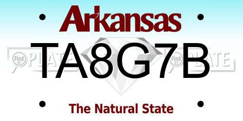 TA8G7B Arkansas License Plate