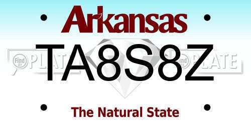 TA8S8Z Arkansas License Plate
