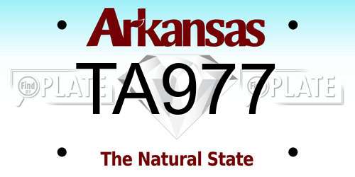 TA977 Arkansas License Plate