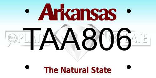 TAA806 Arkansas License Plate