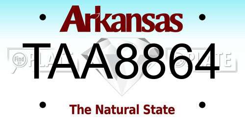 TAA8864 Arkansas License Plate