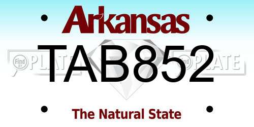 TAB852 Arkansas License Plate