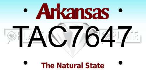 TAC7647 Arkansas License Plate