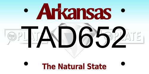 TAD652 Arkansas License Plate