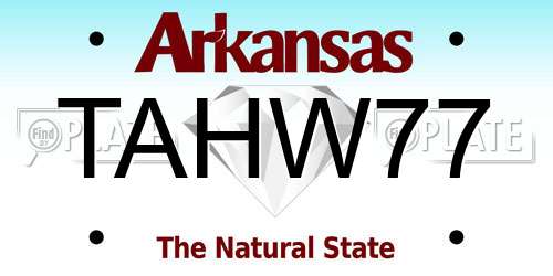 TAHW77 Arkansas License Plate