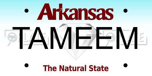 TAMEEM Arkansas License Plate