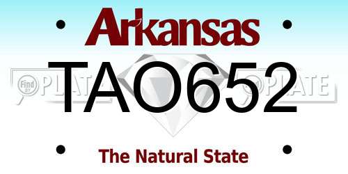 TAO652 Arkansas License Plate