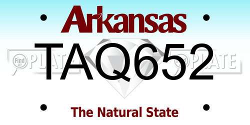 TAQ652 Arkansas License Plate