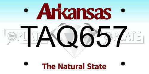 TAQ657 Arkansas License Plate