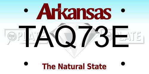TAQ73E Arkansas License Plate