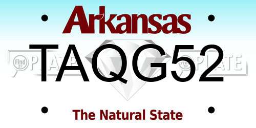 TAQG52 Arkansas License Plate