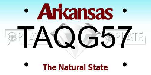 TAQG57 Arkansas License Plate