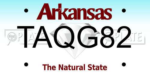 TAQG82 Arkansas License Plate