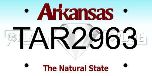 TAR2963 Arkansas License Plate