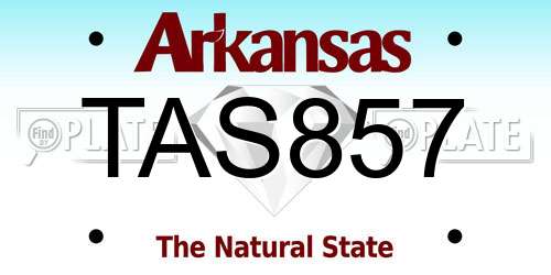 TAS857 Arkansas License Plate