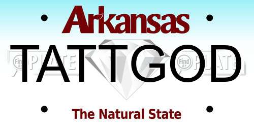 TATTGOD Arkansas License Plate