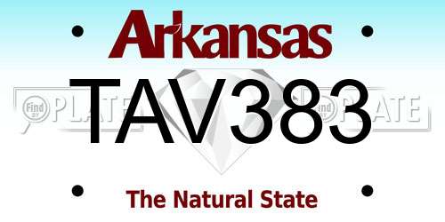 TAV383 Arkansas License Plate