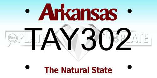 TAY302 Arkansas License Plate