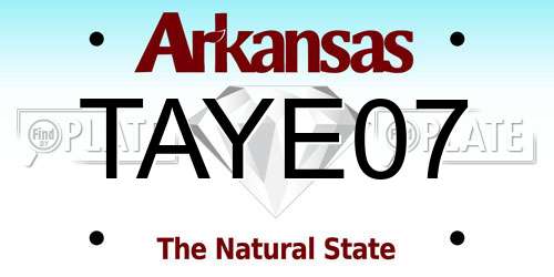 TAYE07 Arkansas License Plate