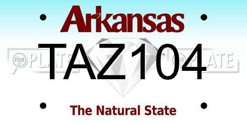 TAZ104 Arkansas License Plate