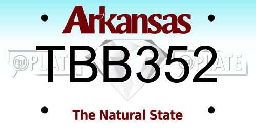 TBB352 Arkansas License Plate