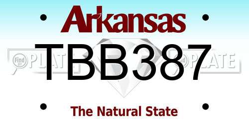 TBB387 Arkansas License Plate