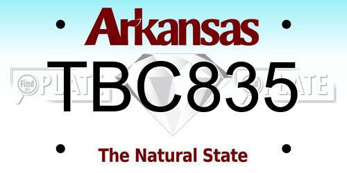 TBC835 Arkansas License Plate