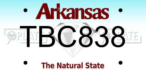 TBC838 Arkansas License Plate