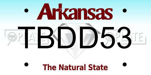 TBDD53 Arkansas License Plate
